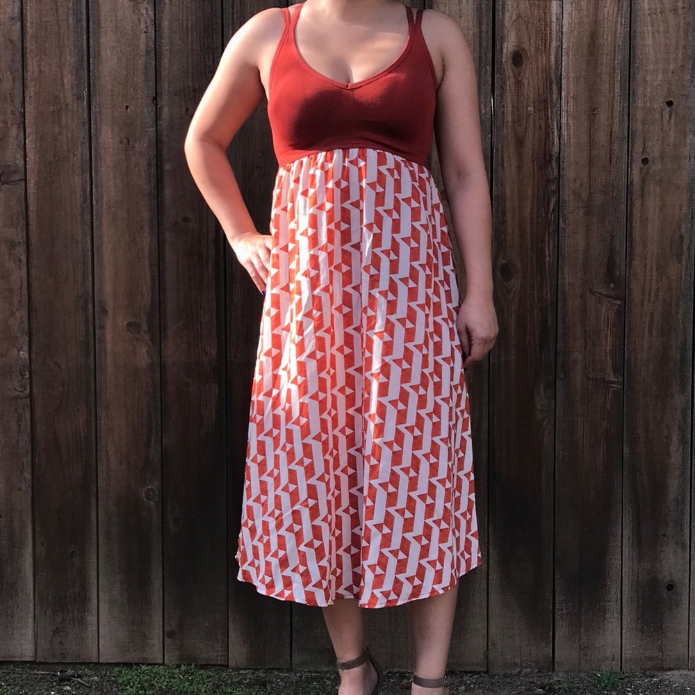 Orange patterned maxi dress